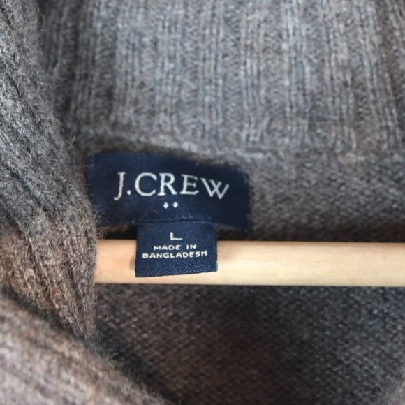 J.Crew Wool Blend Shawl Collar Sweater Men's Large Brown Cozy Minimalist Preppy - Picture 4 of 9